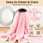 Wearable Heated Blanket with Foot Pocket, 52"X72" Electric Blanket with Sleeves for 12 Hours Timer6 Heat Settings, Flannel & Sherpa, Pink