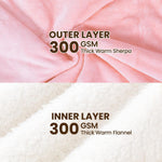 Wearable Heated Blanket with Foot Pocket, 52"X72" Electric Blanket with Sleeves for 12 Hours Timer6 Heat Settings, Flannel & Sherpa, Pink